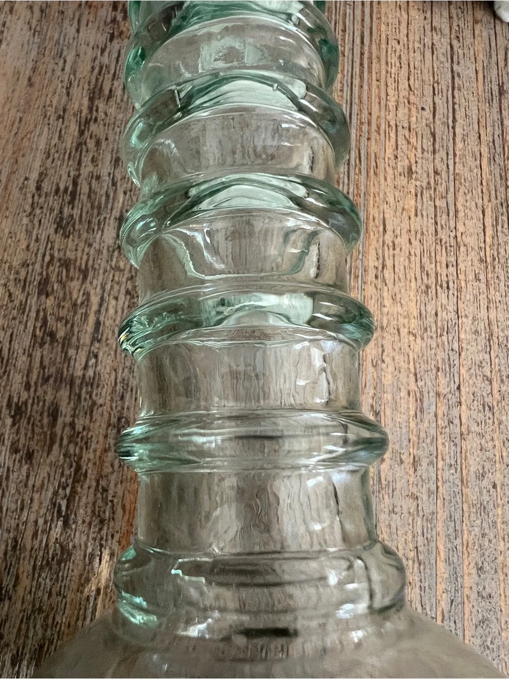 Set 2 Recycled Glass Ribbed Candlestick Holders Green/Blue Aqua 7.25”